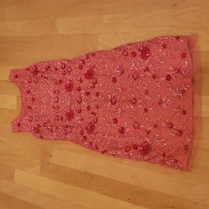 Badgley Mischka sleeveless beaded embroidered sheath dress